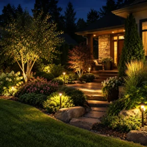 flower bed and landscape light installer near me